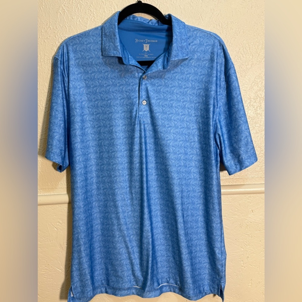 Hickey Freeman Blue Collared Golf Polo Shirt Mens M Shirt Sleeve Performance